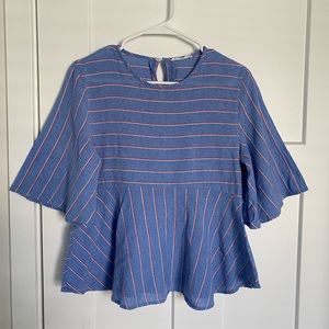 Mango Blue Linen Blouse